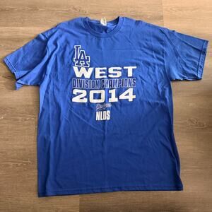 Dodgers West Division Champs 2014 Vintage Shirt Blue NLDS MLB Size XL